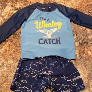 Baby boys swim trunks and rash guard